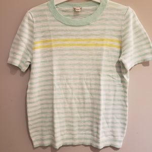 J Crew Green/White Stripes Knitted Top